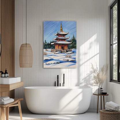 Pagoda W Zimowym Krajobrazie Obraz