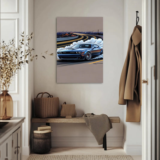 Dodge Challenger podczas driftu Obraz