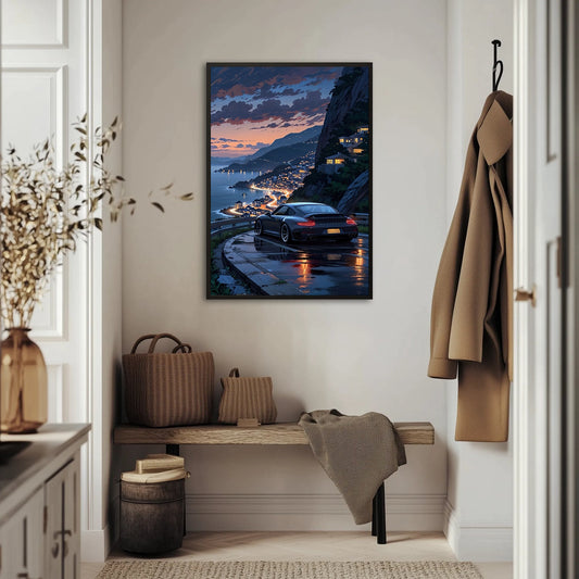Porsche 911 Nocne Wybrzeże Plakat