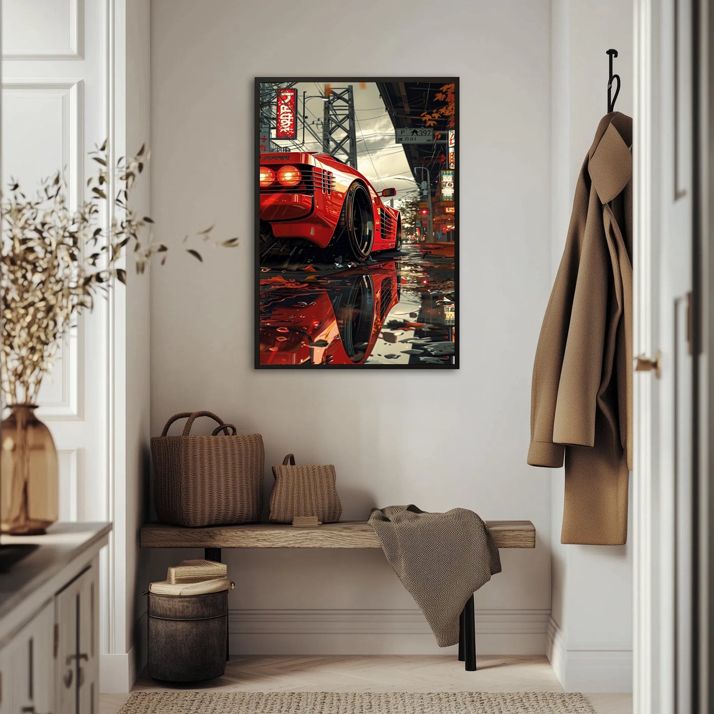 Ferrari Testarossa Nocne Tokio Plakat