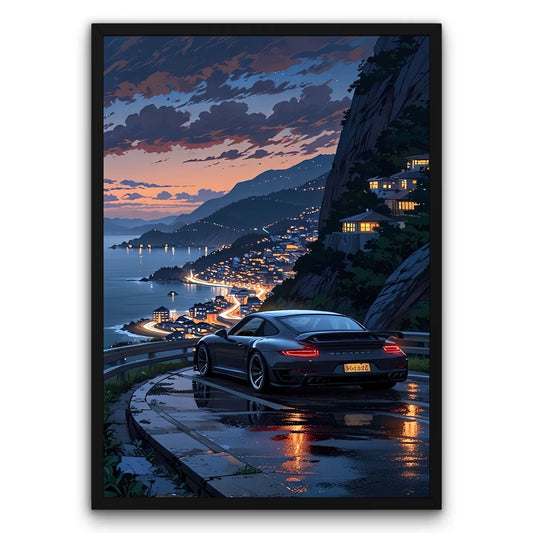 Porsche 911 Nocne Wybrzeże Plakat