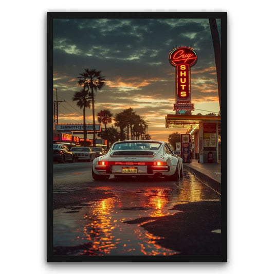Porsche 911 Zachód Słońca Plakat