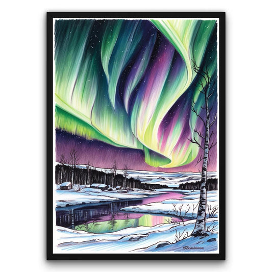 Zorza polarna w Skandynawii Plakat