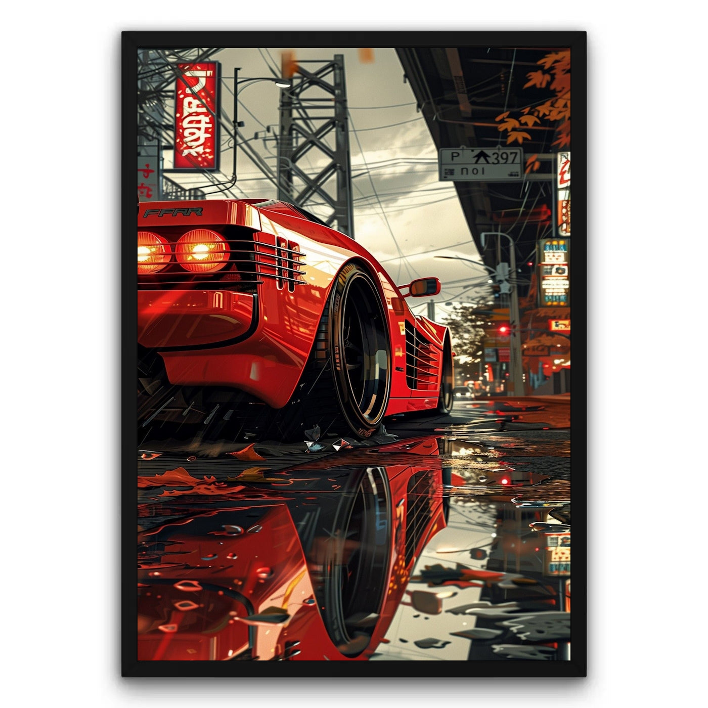Ferrari Testarossa Nocne Tokio Plakat