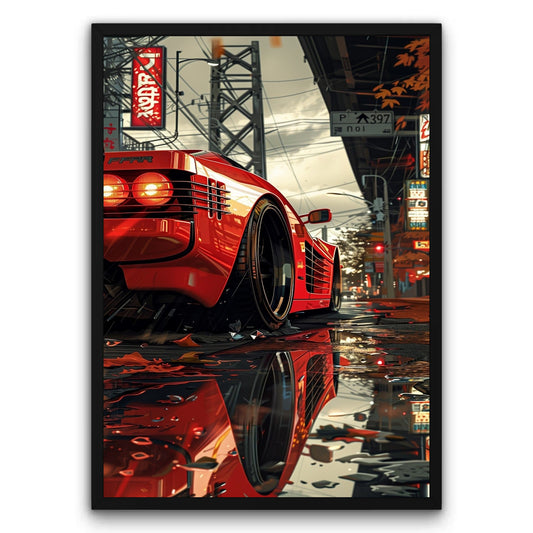 Ferrari Testarossa Nocne Tokio Plakat