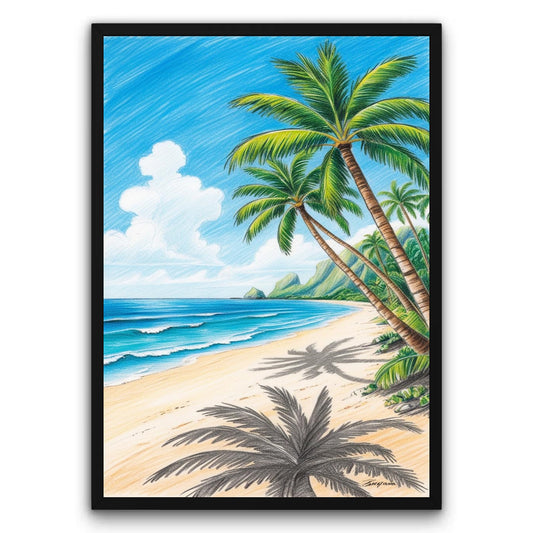 Tropikalna wyspa z palmami Plakat