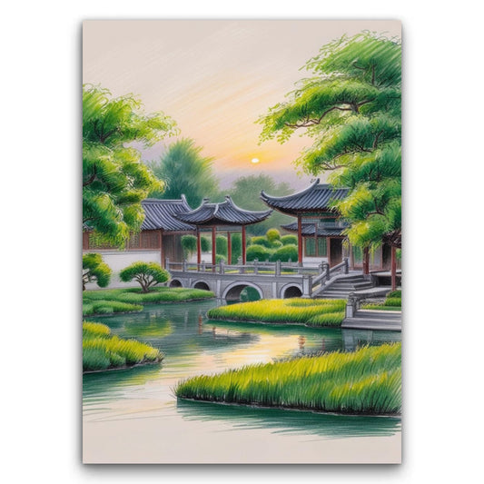 Ogród Suzhou O Świcie Obraz