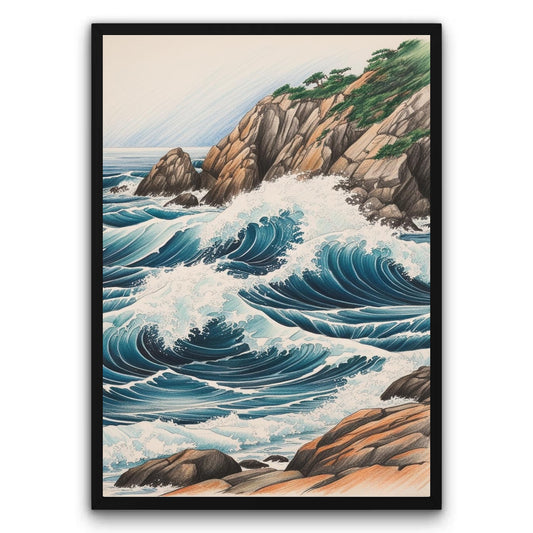 Oceaniczne Fale Obijające O Wybrzeze Plakat