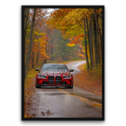 BMW M4 na tle lasu Plakat