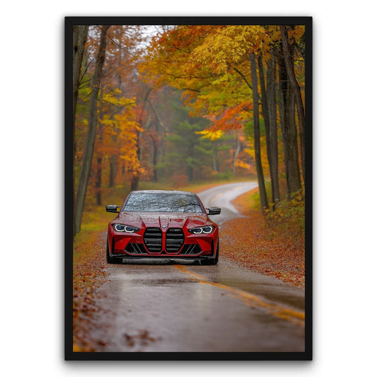 BMW M4 na tle lasu Plakat