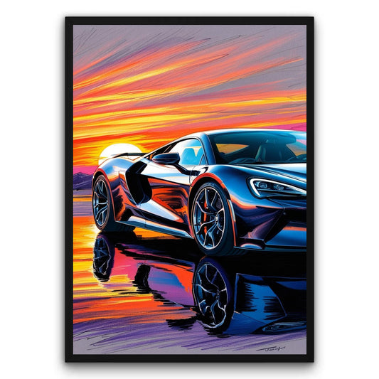 Auto z Zachodem Słonca Plakat