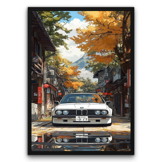 BMW E30 M3 Jesienna Ulica Plakat