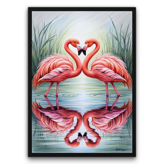 Flamingi tworzące serce Plakat