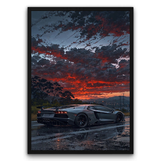 Lamborghini Aventador Burzowy Zachód Plakat