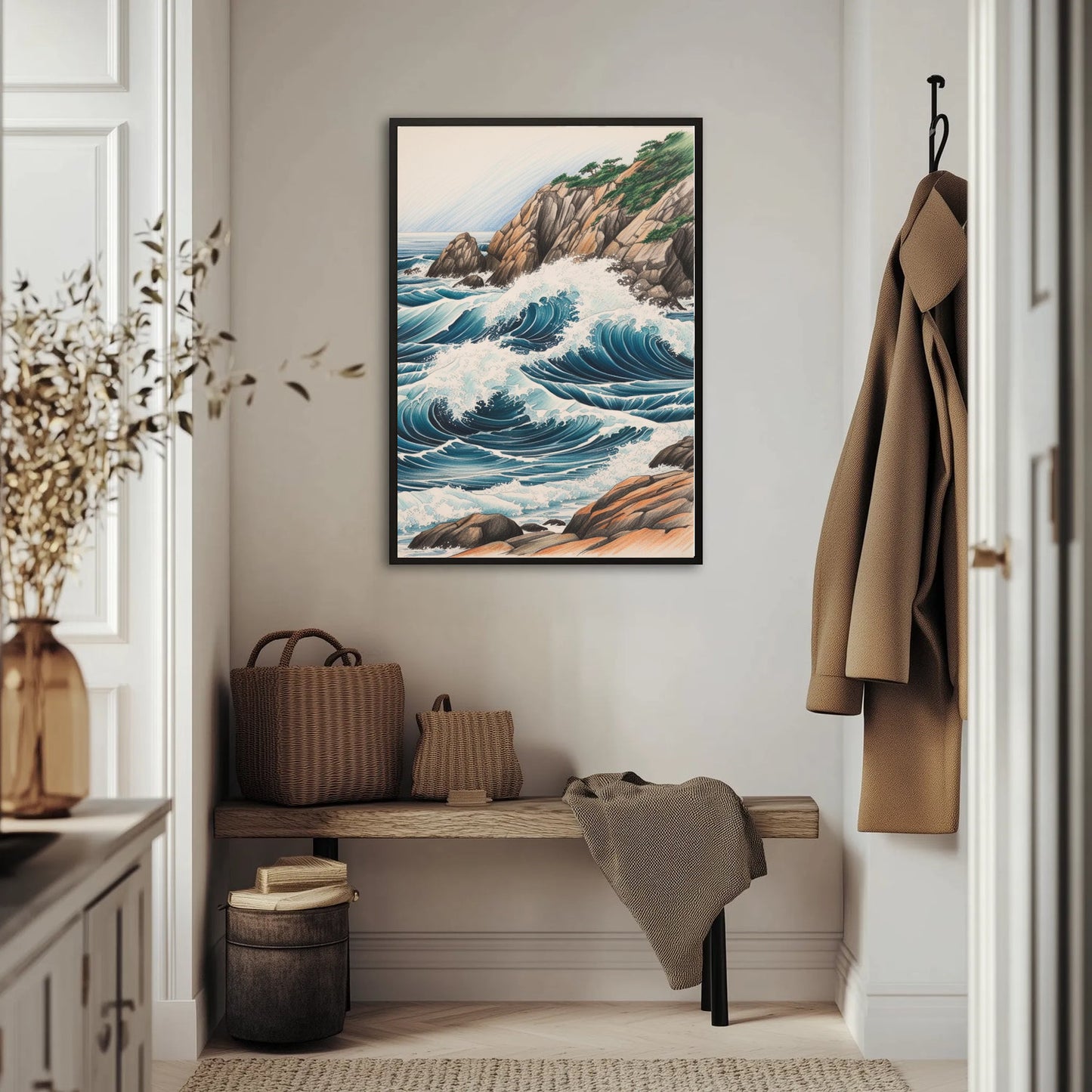 Oceaniczne Fale Obijające O Wybrzeze Plakat