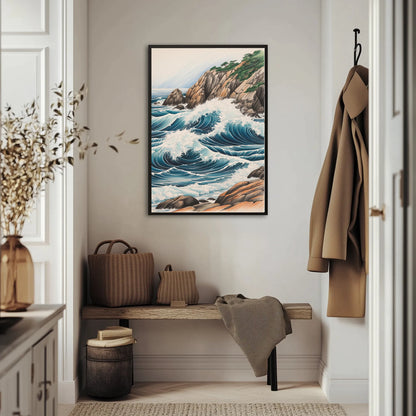 Oceaniczne Fale Obijające O Wybrzeze Plakat