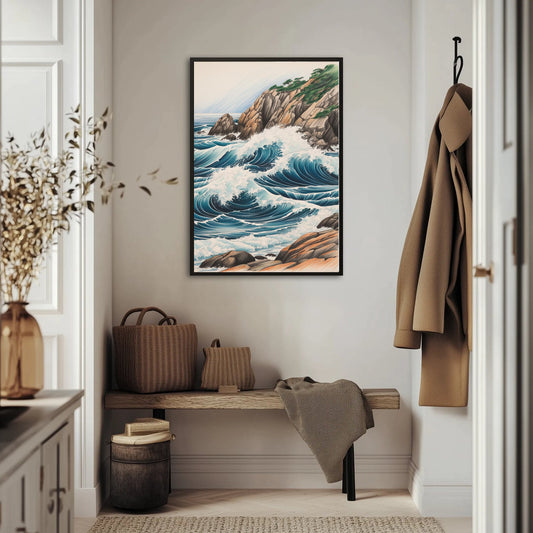 Oceaniczne Fale Obijające O Wybrzeze Plakat